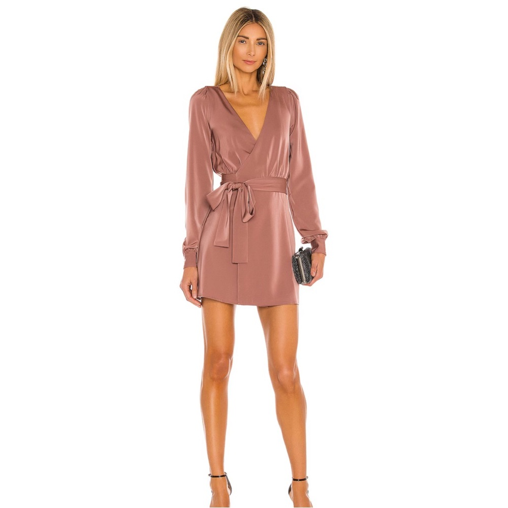NBD Pink Wrap Tie Front Cocktail Dress